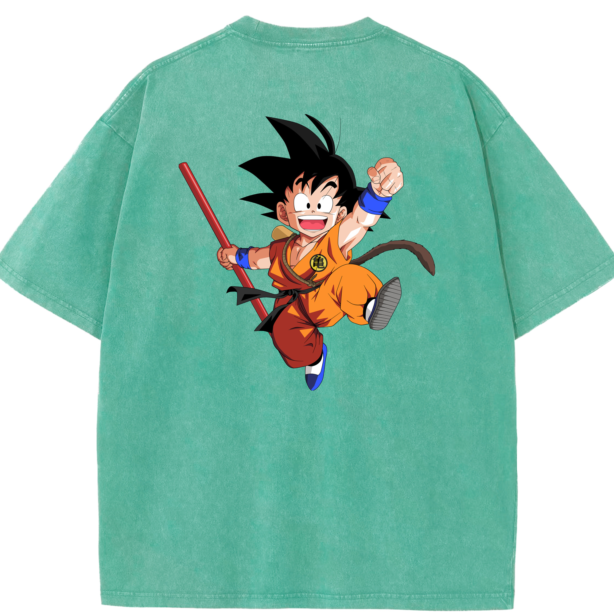 （画像用） ドラゴンボール 孫悟空（そん ごくう）Son Goku カカロット DRAGON BALL Kakarotto 綿100% ヴィンテージ風 半袖Tシャツ（背面プリント）
